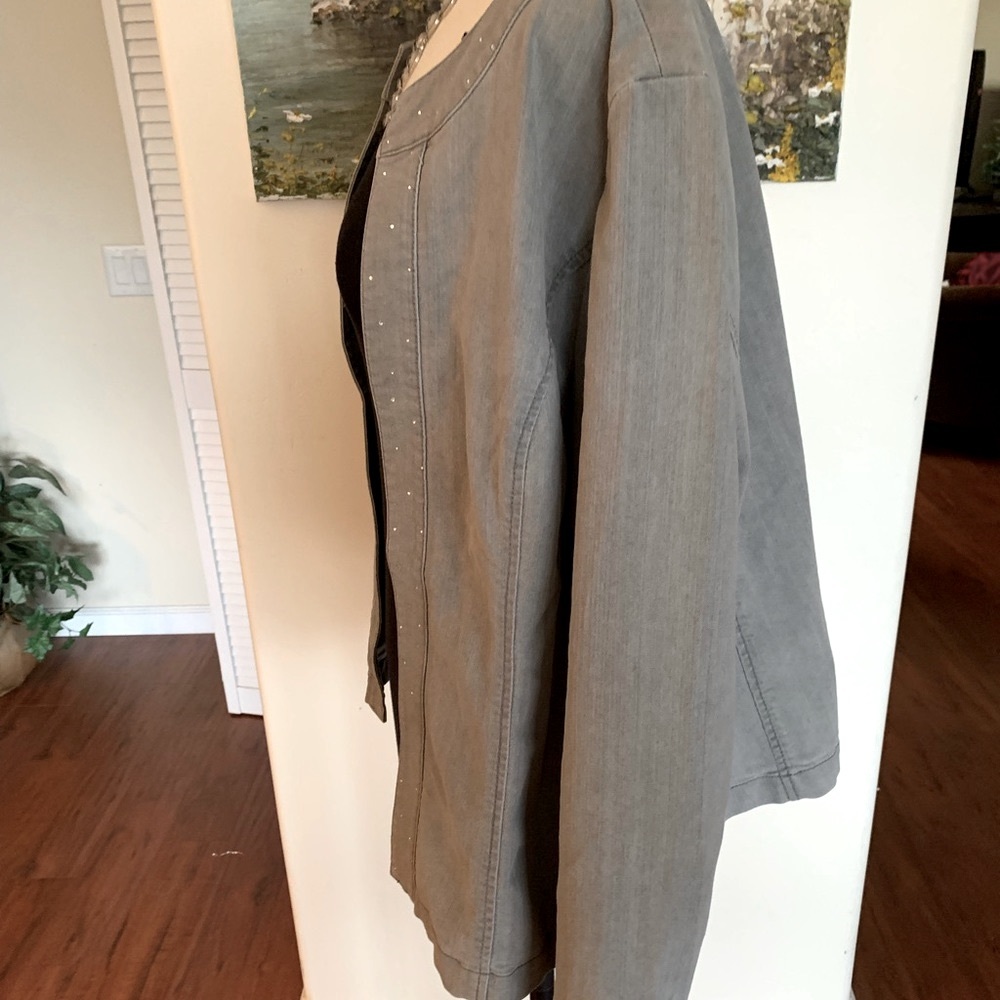 Chico's Light Gray Denim Jacket - Picture 3 of 5